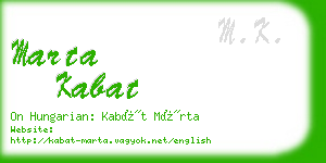 marta kabat business card